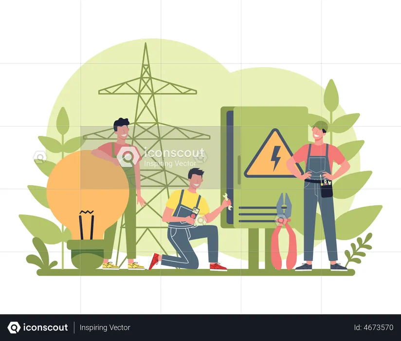 Electrician repairing service  Illustration