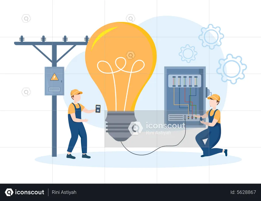 Electrician starting bulb  Illustration