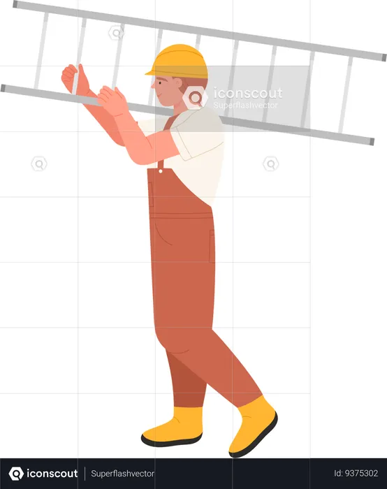 Electrician With Ladder  Illustration