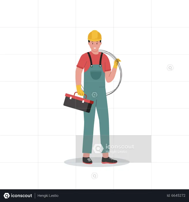 Electrician with toolbox  Illustration