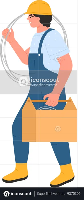 Electrician With Wires  Illustration