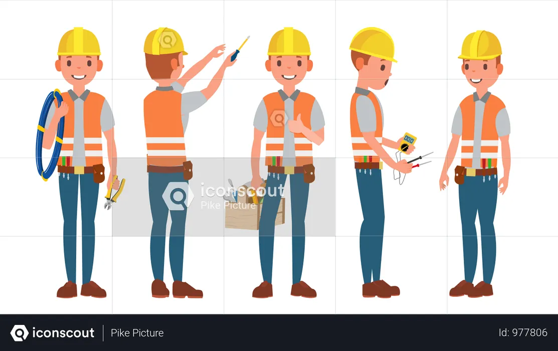 Electrician Working Gesture  Illustration