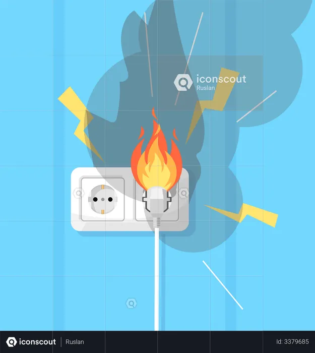 Electricity and fire defense  Illustration