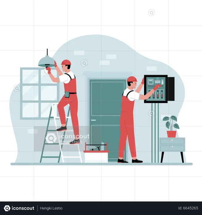 Electricity repair work at home  Illustration