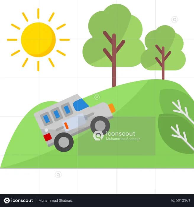 Electronic Vehicle On Hill  Illustration