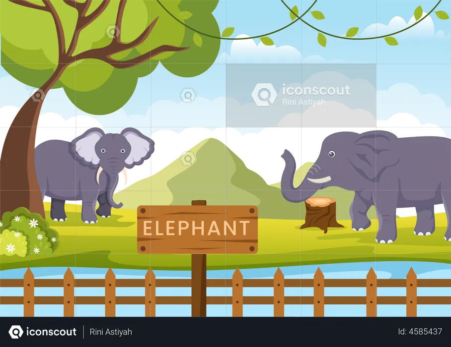 Elefanten im Zoo  Illustration