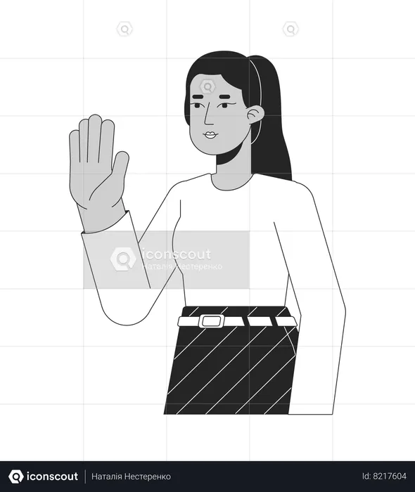 Elegant arab woman hello wave  Illustration