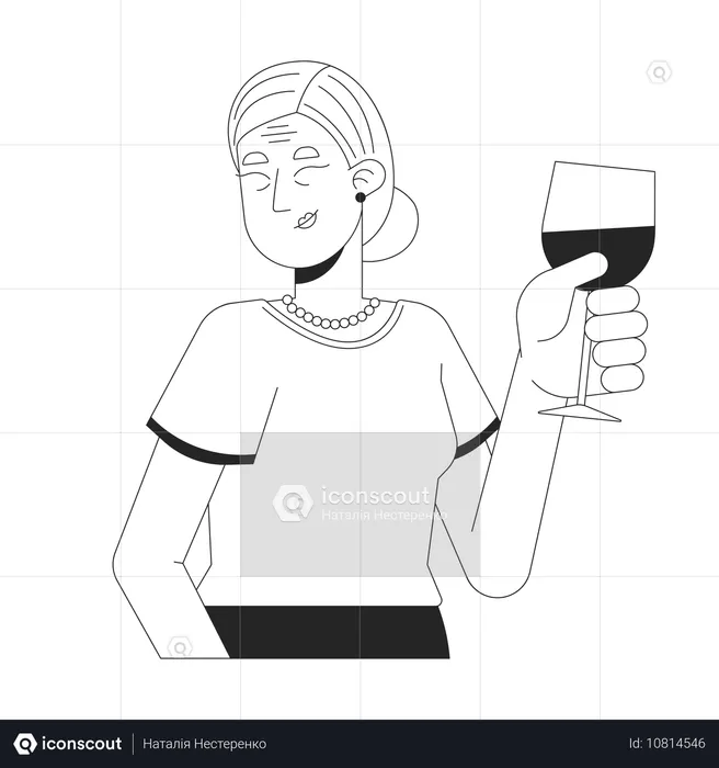 Elegant woman toasting wine glass  Illustration