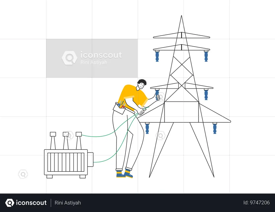 Elektriker überprüft Stromversorgung  Illustration