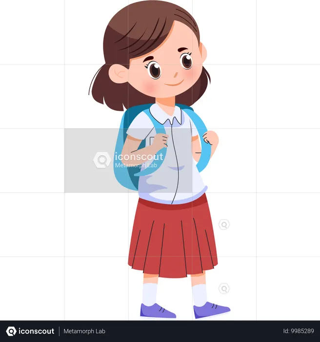 ランドセルを背負った小学生の女の子  イラスト