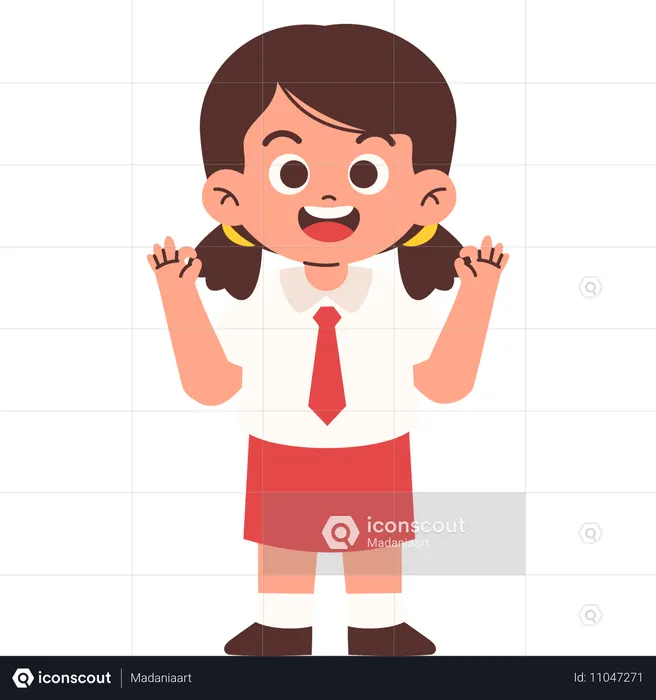 Elementary Student Giving Ok Sign  Illustration