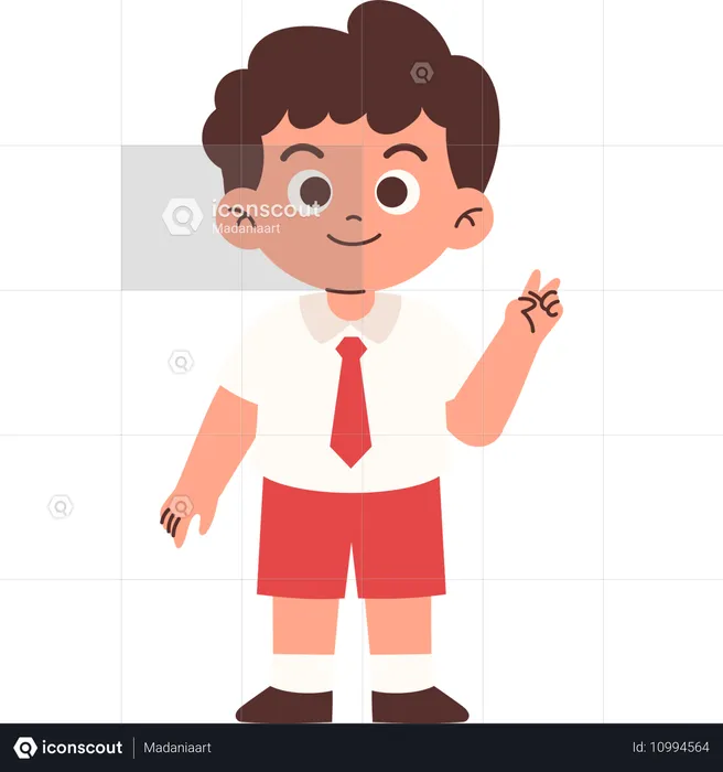 Elementary Student Giving Peace Sign  Illustration