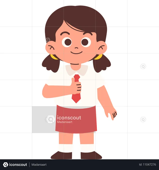 Elementary Student Giving Thumbs Up  Illustration