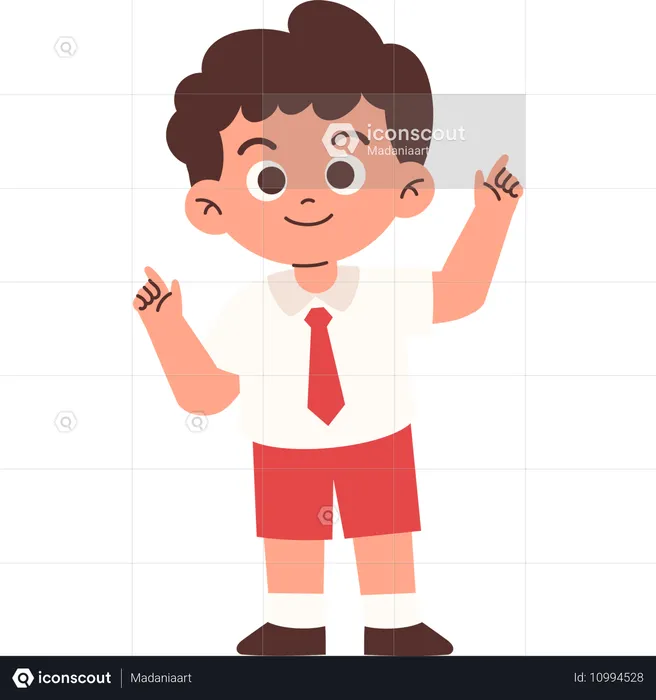 Elementary Student Pointing Something  Illustration