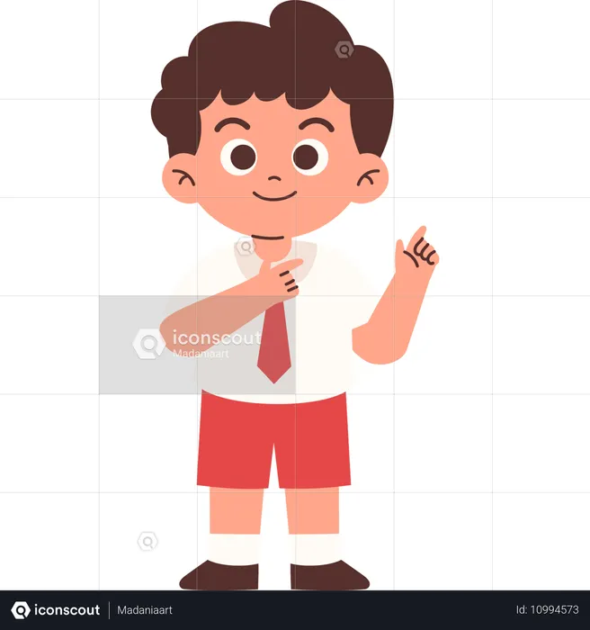 Elementary Student Pointing Something  Illustration