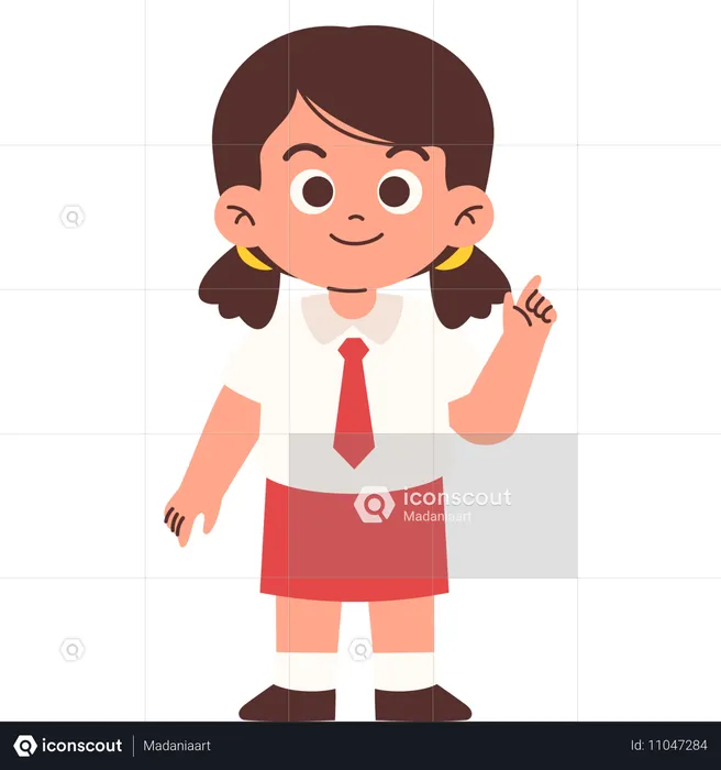 Elementary Student Pointing upward  Illustration