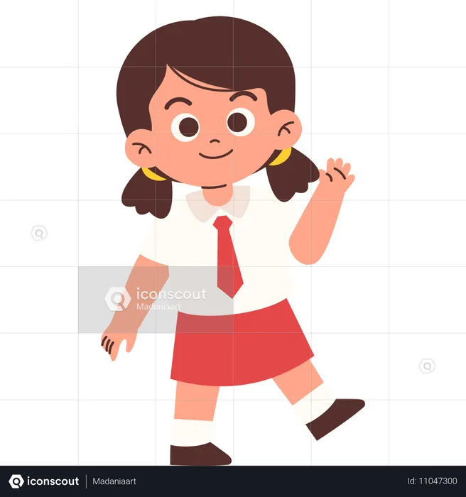 Elementary Student Saying Hello  Illustration