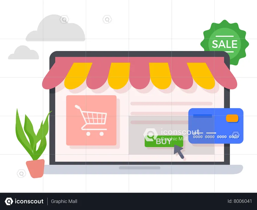 Elementos de design de compras online  Ilustração