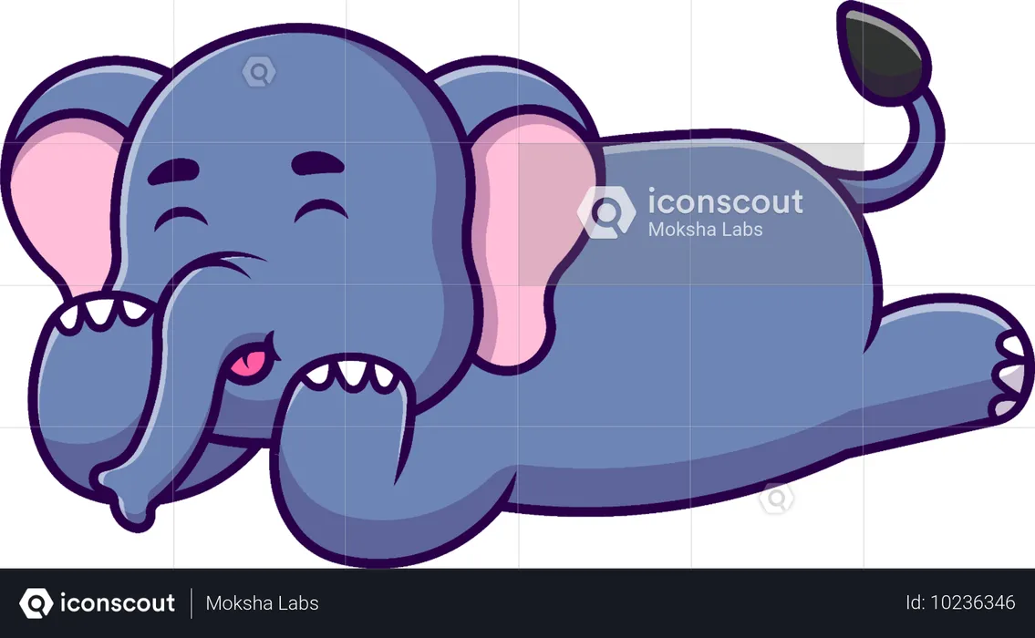 Éléphant couché  Illustration