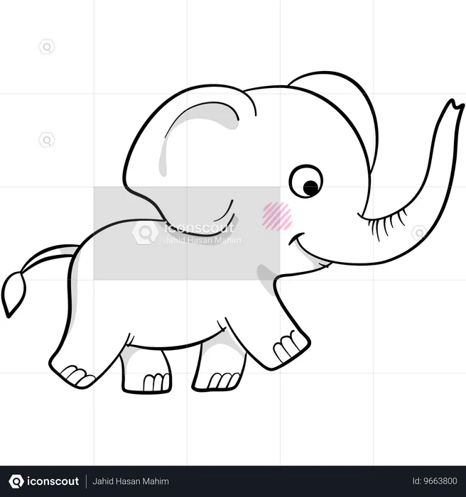 Éléphant mignon marchant  Illustration