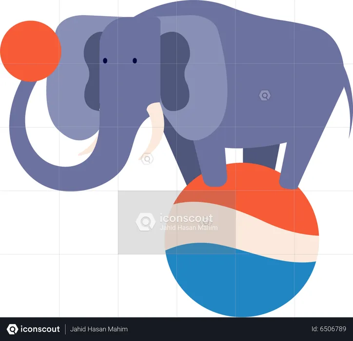 Elephant on ball  Illustration