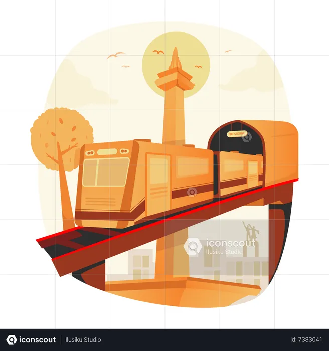 Elevated train transportation  Illustration