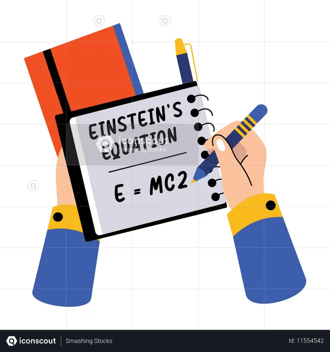 Étudiant écrivant l'équation d'Einstein  Illustration