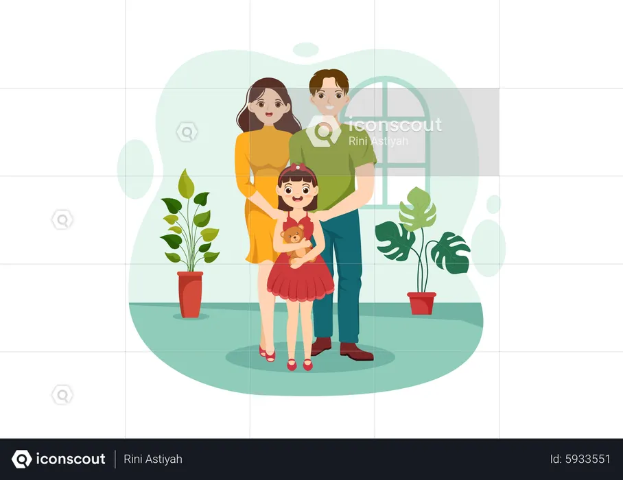Eltern mit Adoptivkind  Illustration