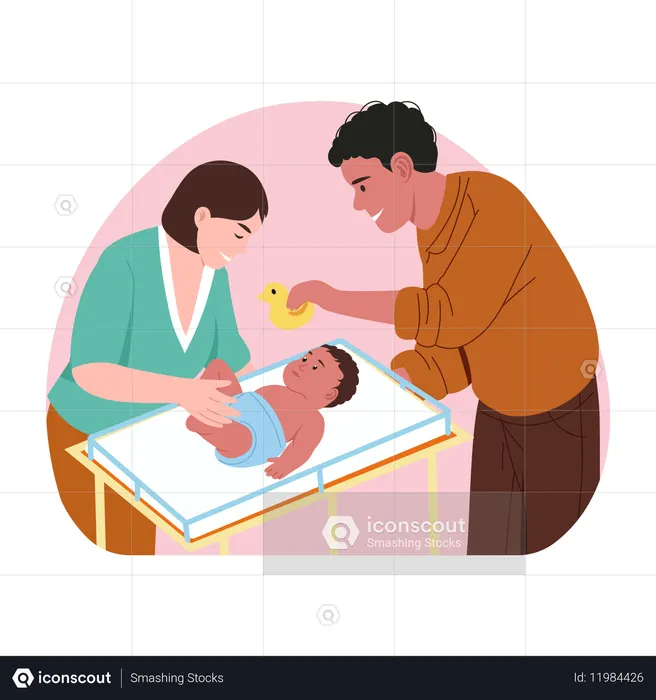 Eltern spielen mit Kleinkind  Illustration