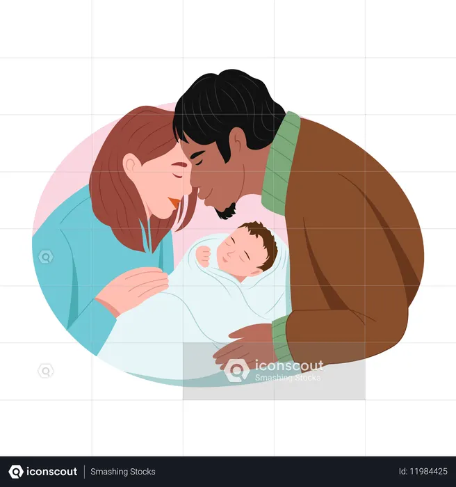 Eltern lieben ihr Neugeborenes  Illustration