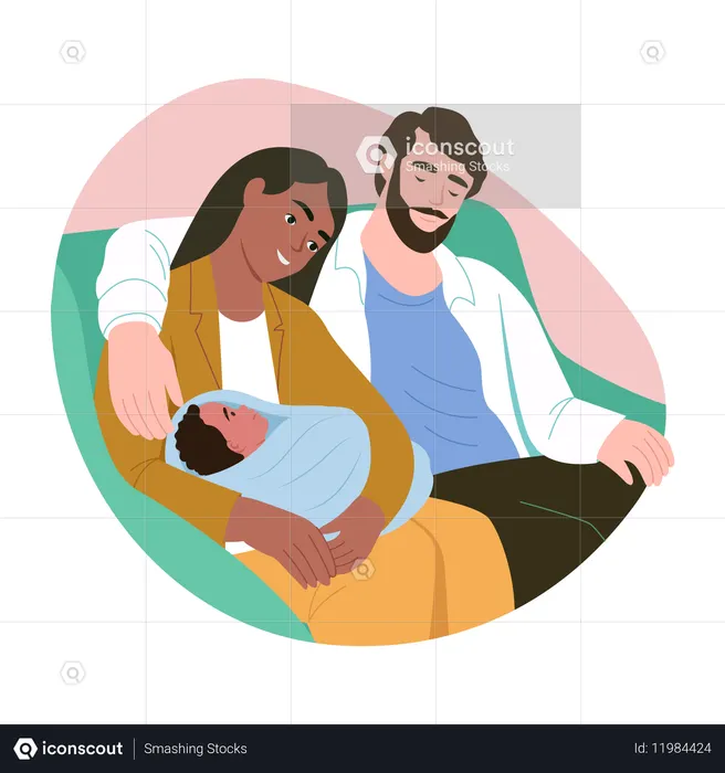 Elternschaft kümmert sich um das Kind  Illustration