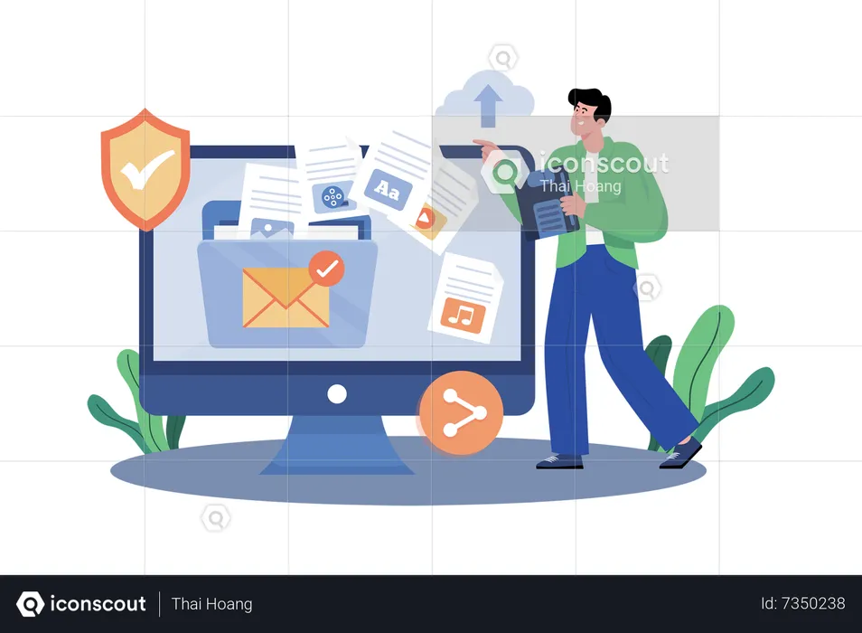 Email attachments facilitate file sharing and collaboration  Illustration