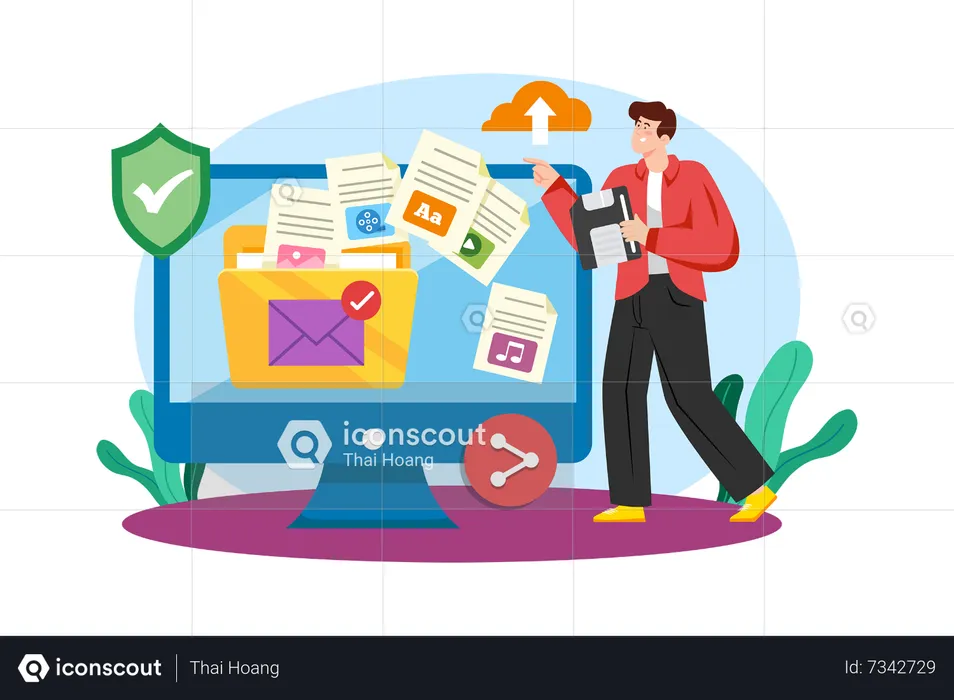 Email attachments facilitate file sharing and collaboration  Illustration