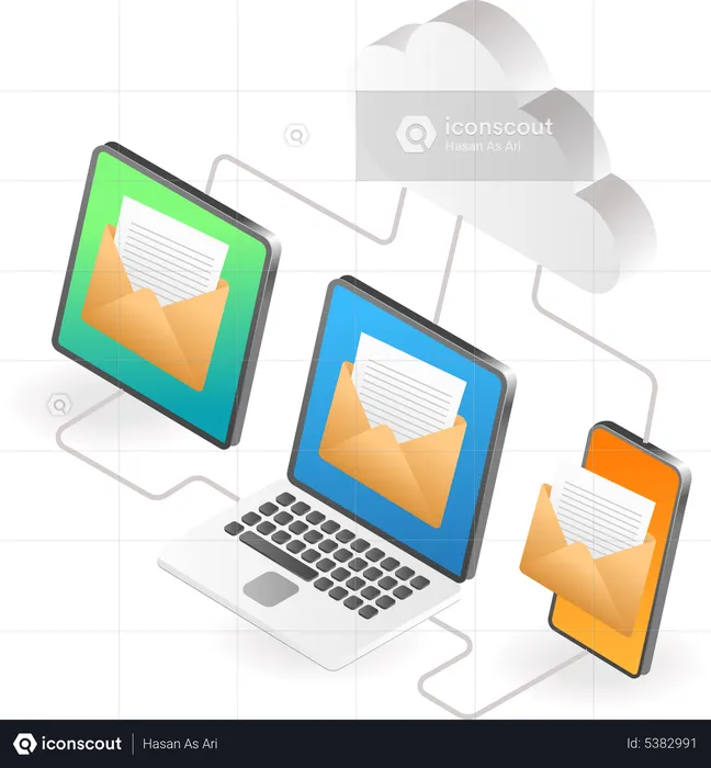 Email data network  Illustration