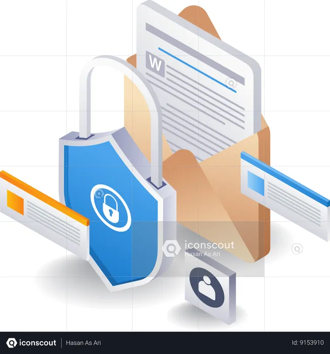 Email data security padlock  Illustration