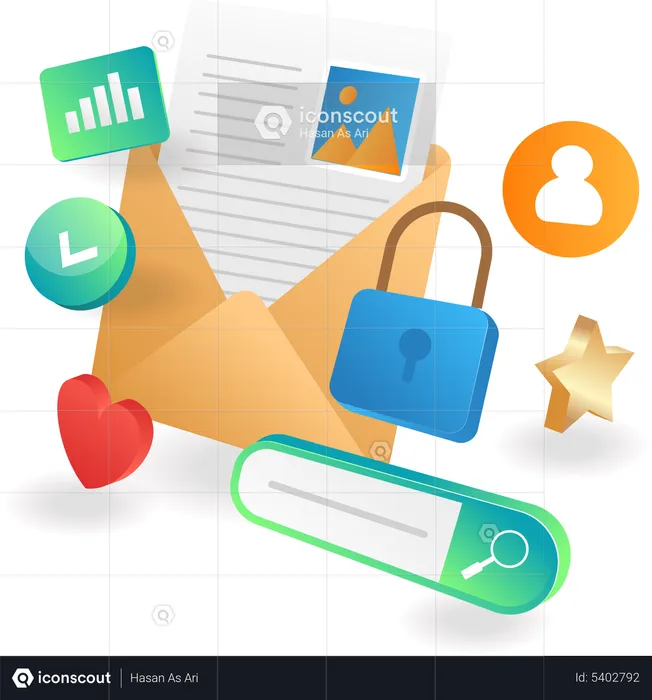 Email lock for data security  Illustration