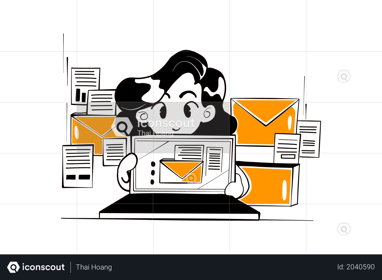 Best Premium Email Marketing Illustration download in PNG & Vector format
