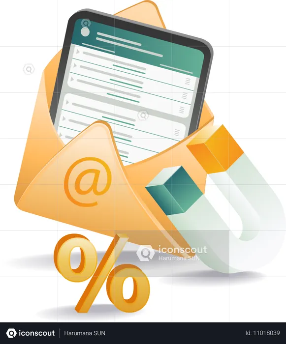 Marketing por e-mail e ímã de negócios  Ilustração