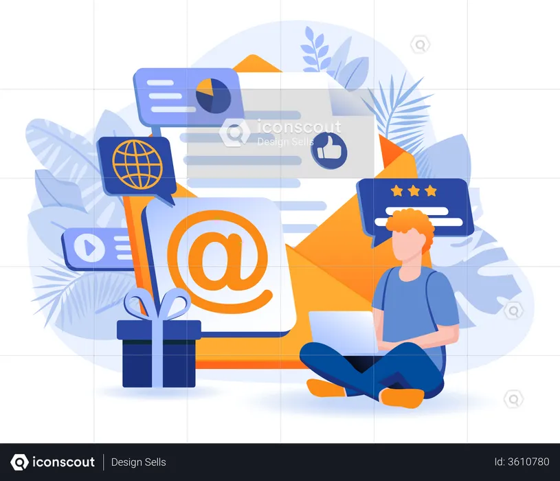 Email Marketing Scene  Illustration