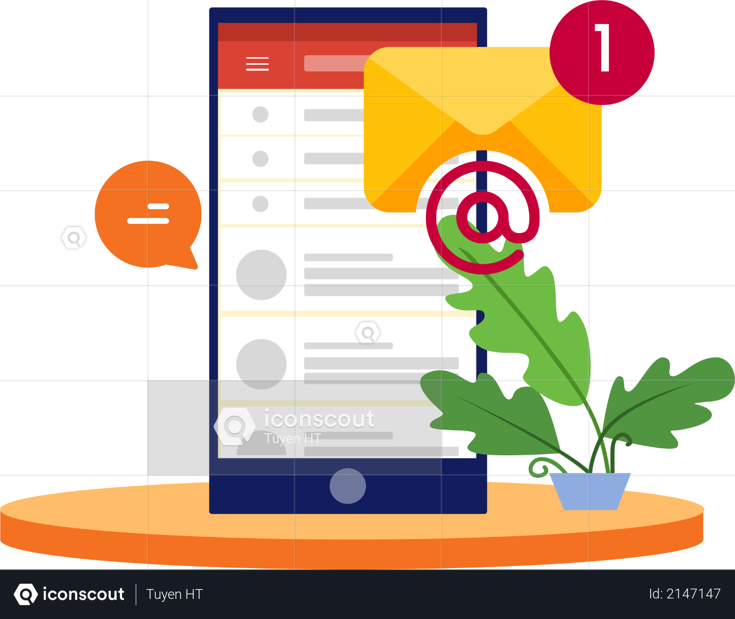Email mobile notifications Illustration