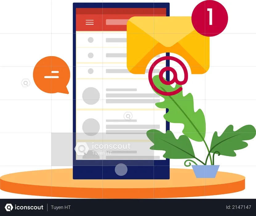 Email mobile notifications  Illustration