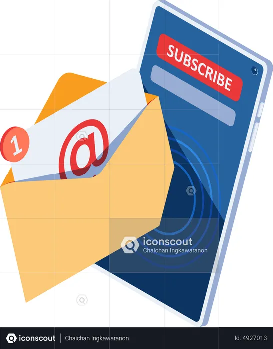 Email Notification with Subscribe Button on Smartphone Screen  Illustration