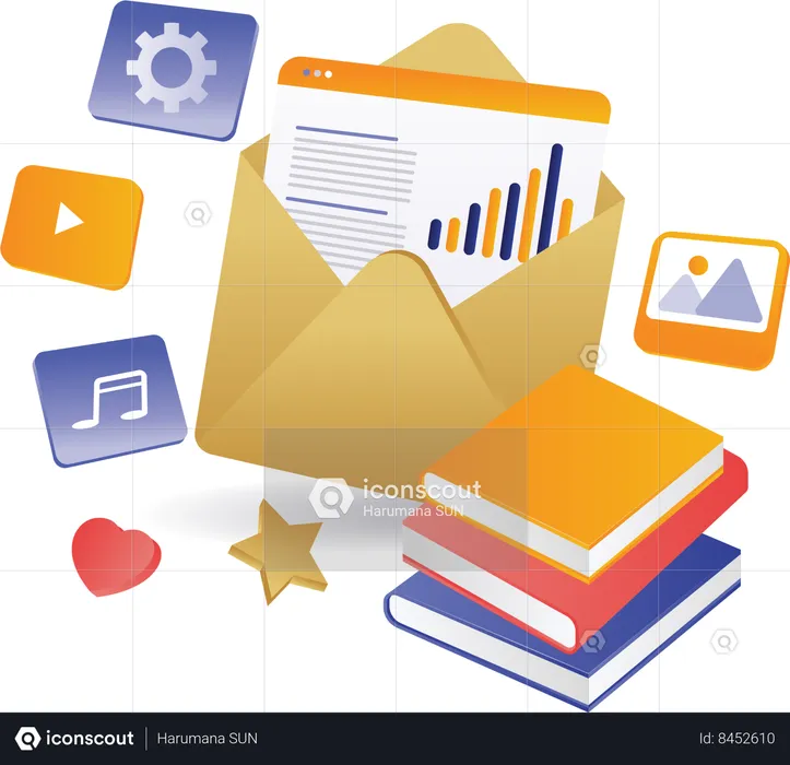 Email online educational books  Illustration