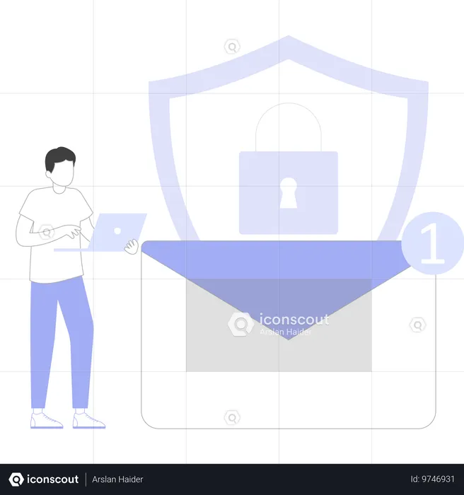 Email Security carried by businessman  Illustration