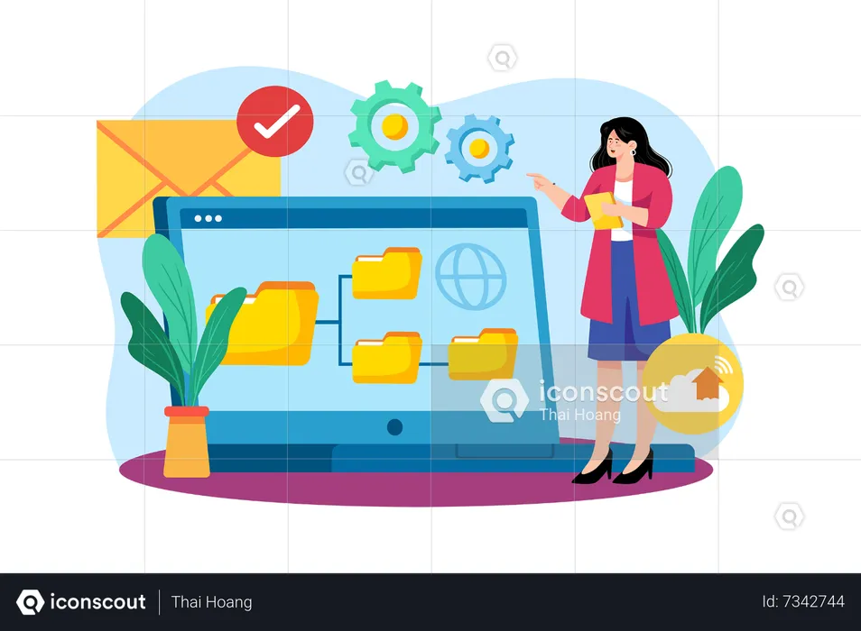 Email service allows users to create and manage folders for email organization  Illustration