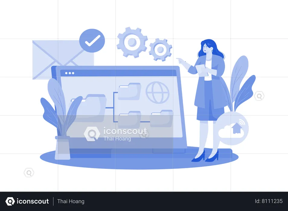 Email service allows users to create and manage folders for organization  Illustration