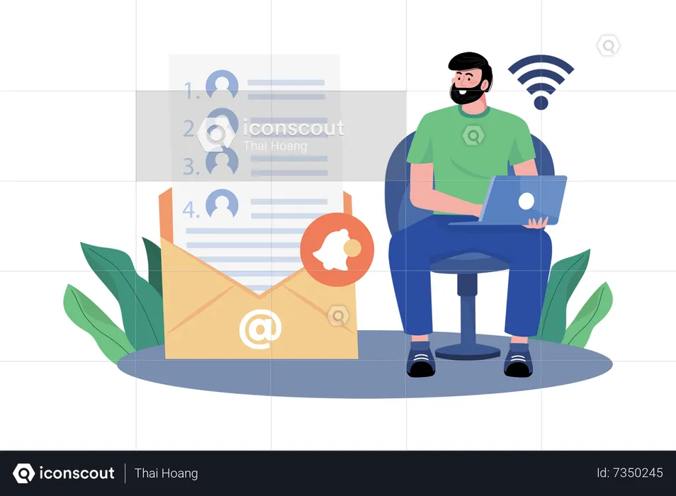 Email service enables users to create and manage contact lists  Illustration