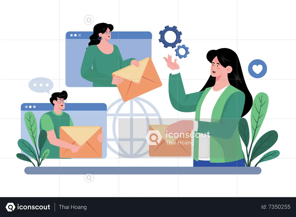Email service supports the integration of third-party email clients  Illustration