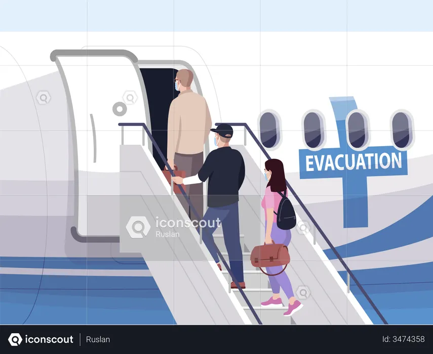 Emergency aeroplane evacuation  Illustration