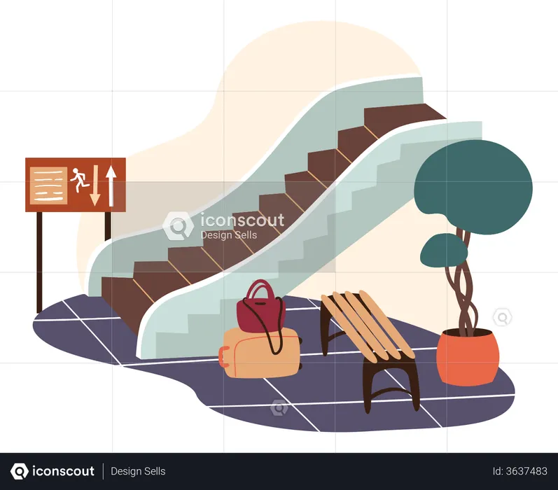 Emergency Exit At Airport  Illustration